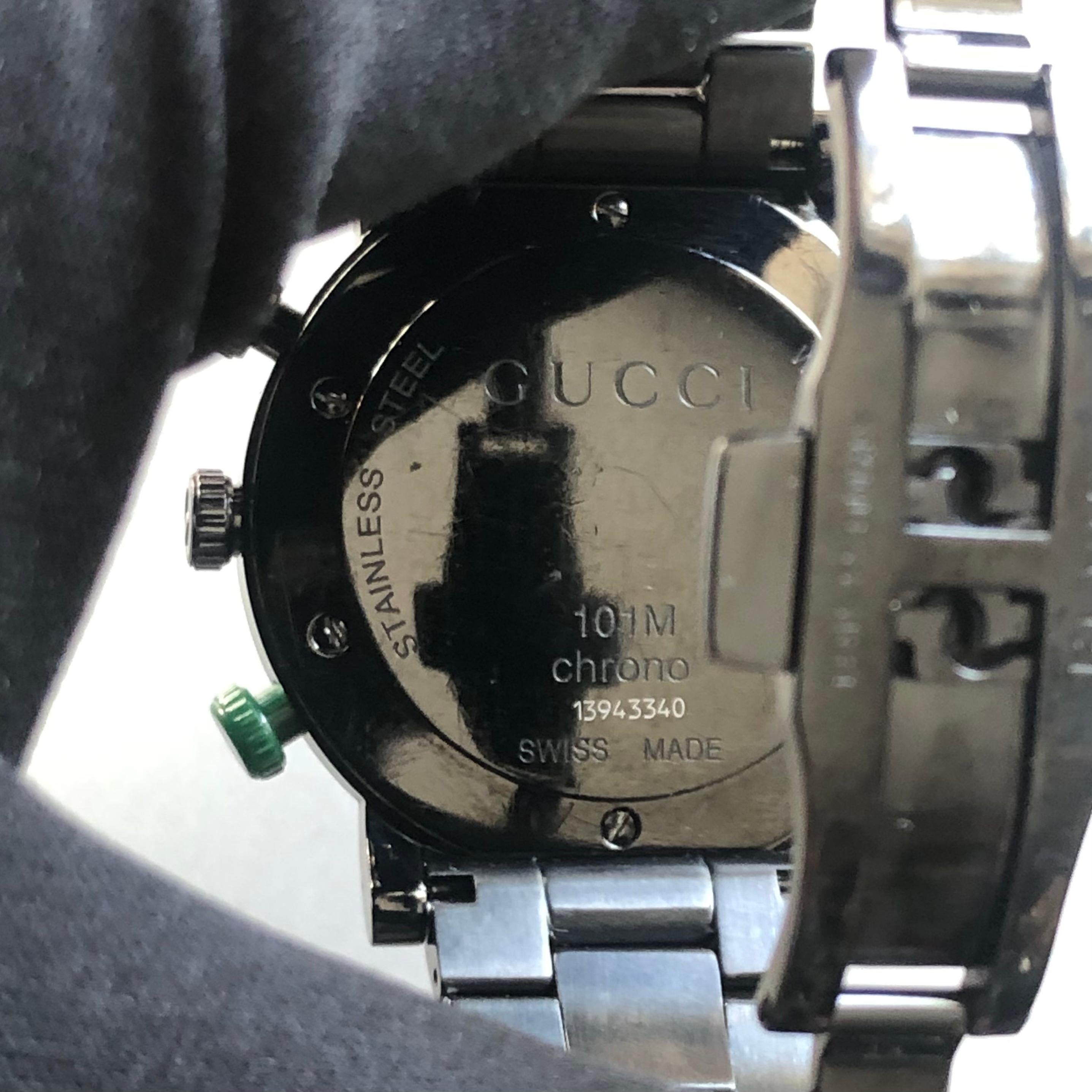 Gucci 101M Gucci G Chrono Chronograph Black PVD Men's Watch YA101331 44mm  For Sale 2