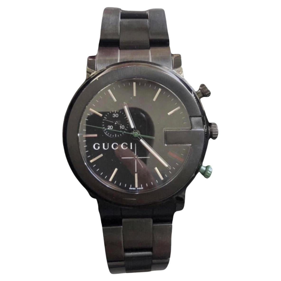 Gucci 101M Gucci G Chrono Chronograph Black PVD Men's Watch YA101331 44mm  For Sale