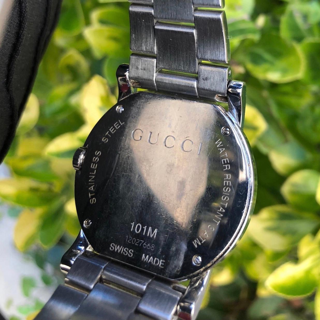 Gucci 101M Men's Watch Day Date Black Face For Sale 2