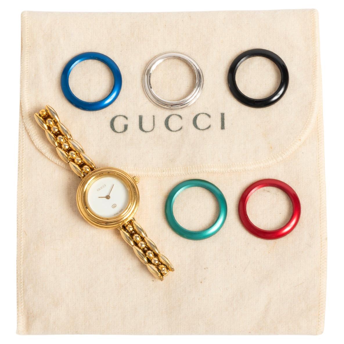 Gucci 11.12 Interchangeable Bezel Ladies Wristwatch. Gold Plated. 170mm Bracelet