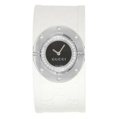 Gucci 112 Stainless Steel and Diamonds Black Dial Quartz Ladies Watch