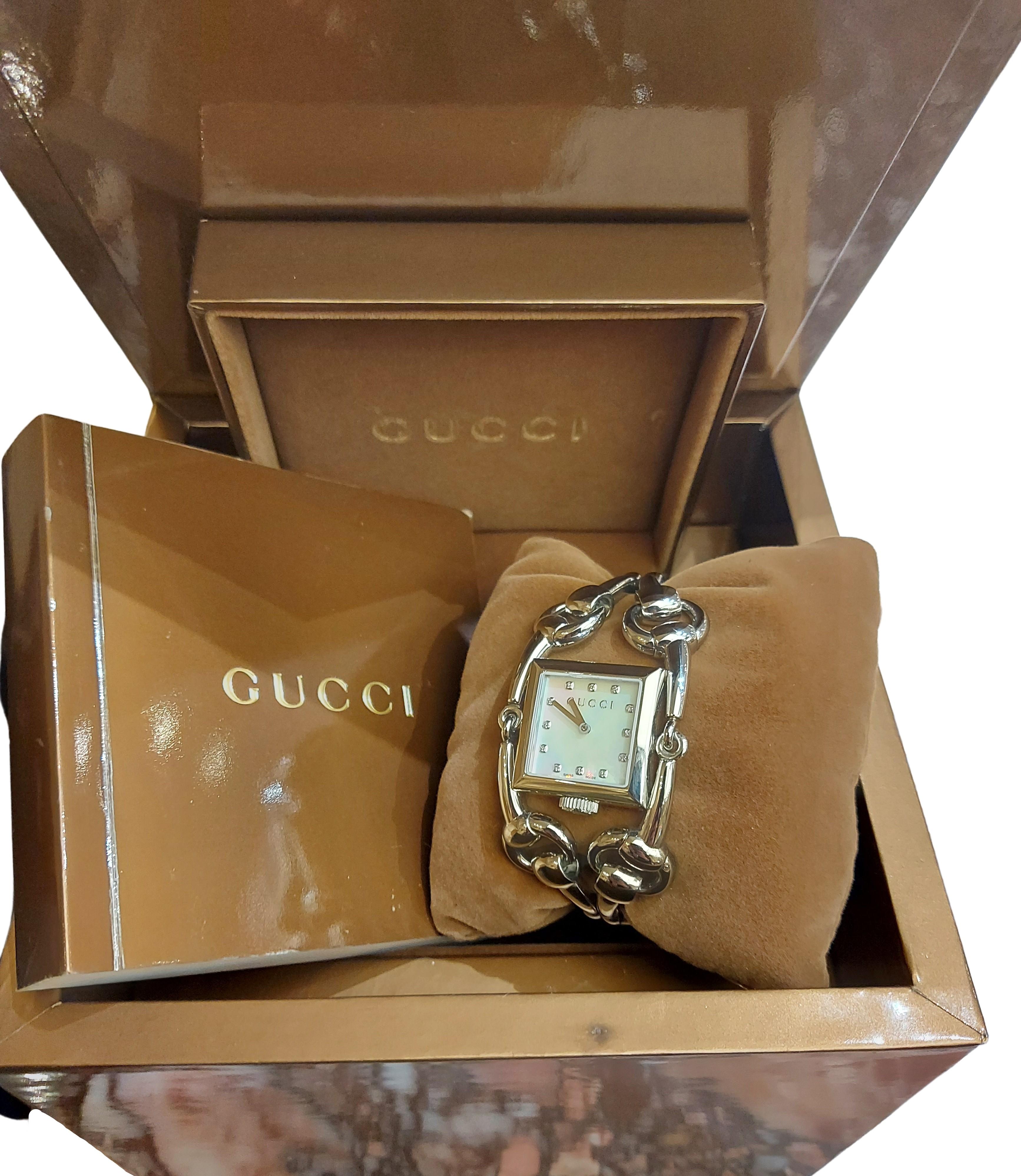 Gucci 116.3 Signoria Horsebit Watch with MOP Dial, Quartz with Box & Papers 8