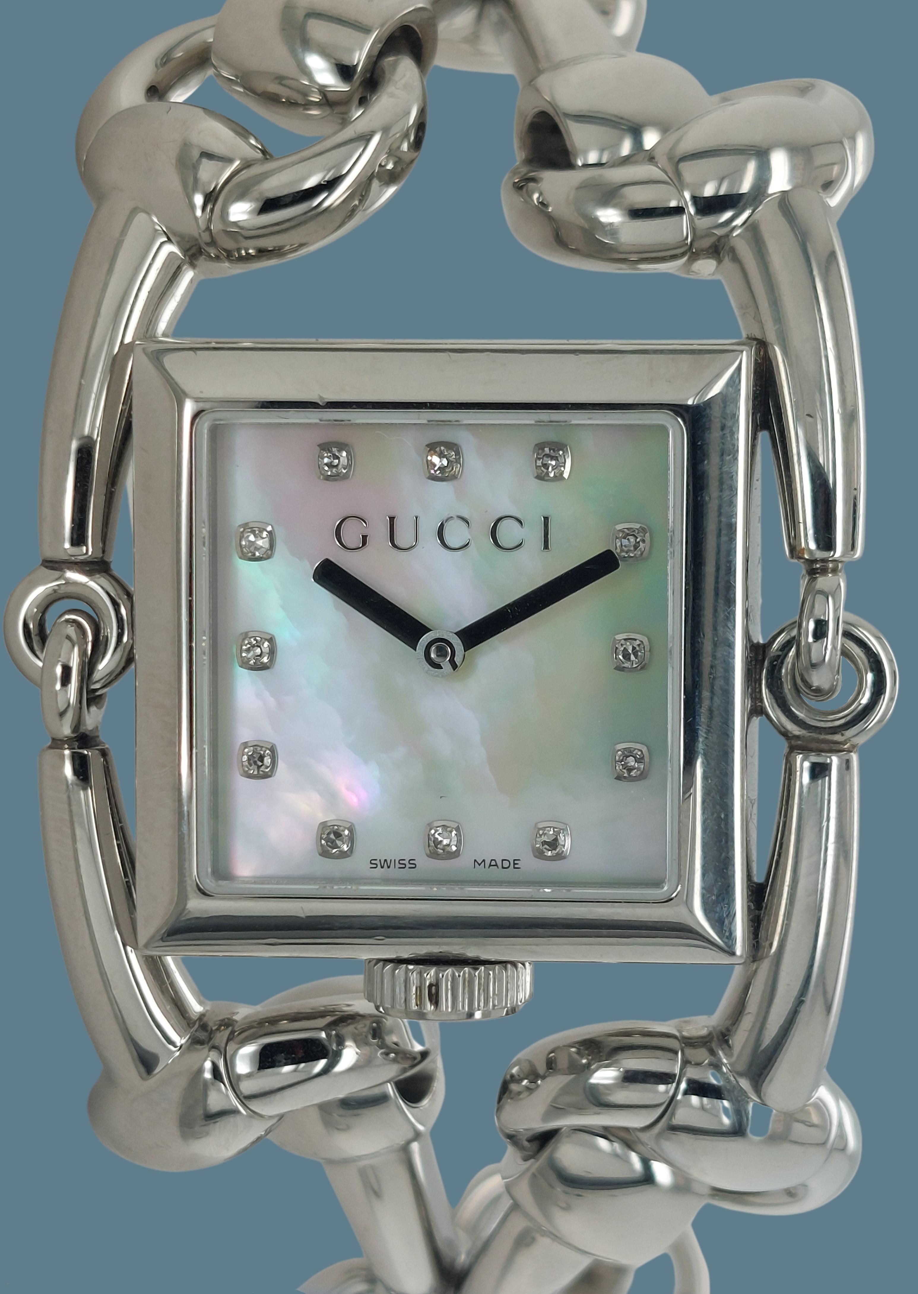 Artisan Gucci 116.3 Signoria Horsebit Watch with MOP Dial, Quartz with Box & Papers