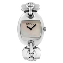 Gucci 121 Marina Chain Mother of Pearl Dial Steel Quartz Ladies Watch YA121302