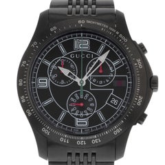 Gucci 126 Black PVD Steel Chrono Tachymeter Quartz Men's Watch YA126217