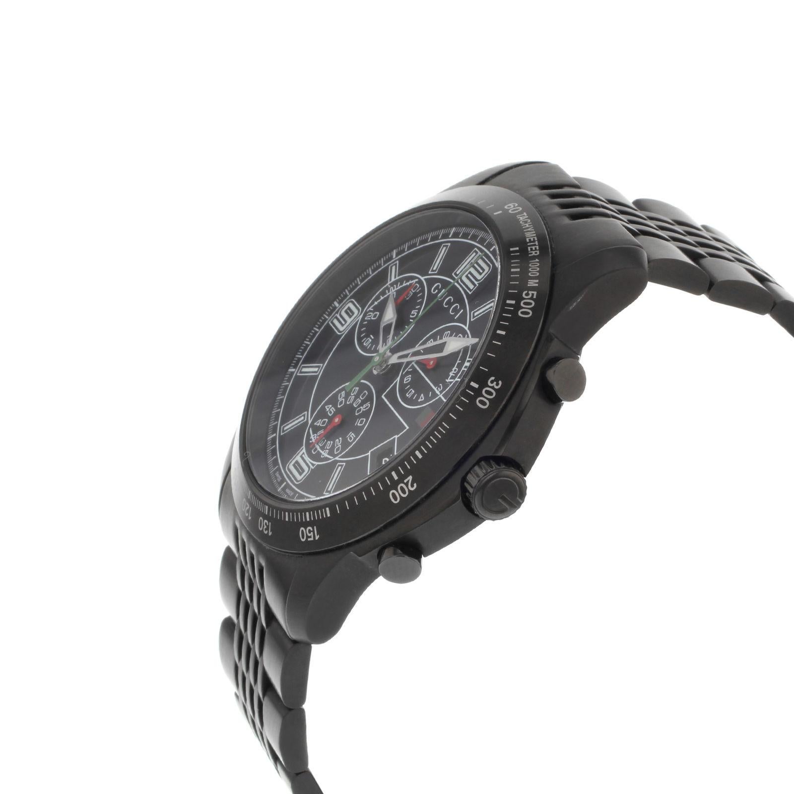 Gucci 126 Black PVD Steel Chrono Tachymeter Quartz Men's Watch YA126217