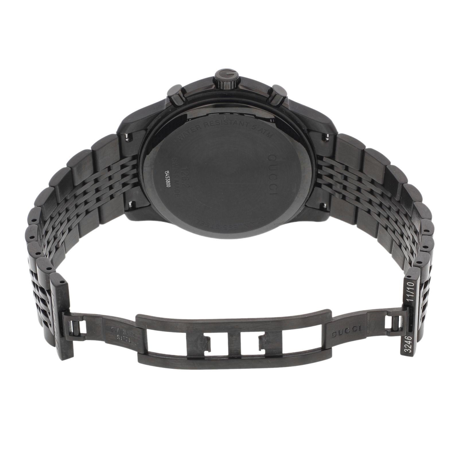 Gucci 126 Black PVD Steel Chrono Tachymeter Quartz Men's Watch YA126217