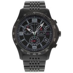 Gucci 126 Black PVD Steel Chrono Tachymeter Quartz Men's Watch YA126217