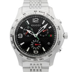Gucci 126 Chronograph Edelstahl schwarzes Zifferblatt Quarz Herrenuhr YA126221