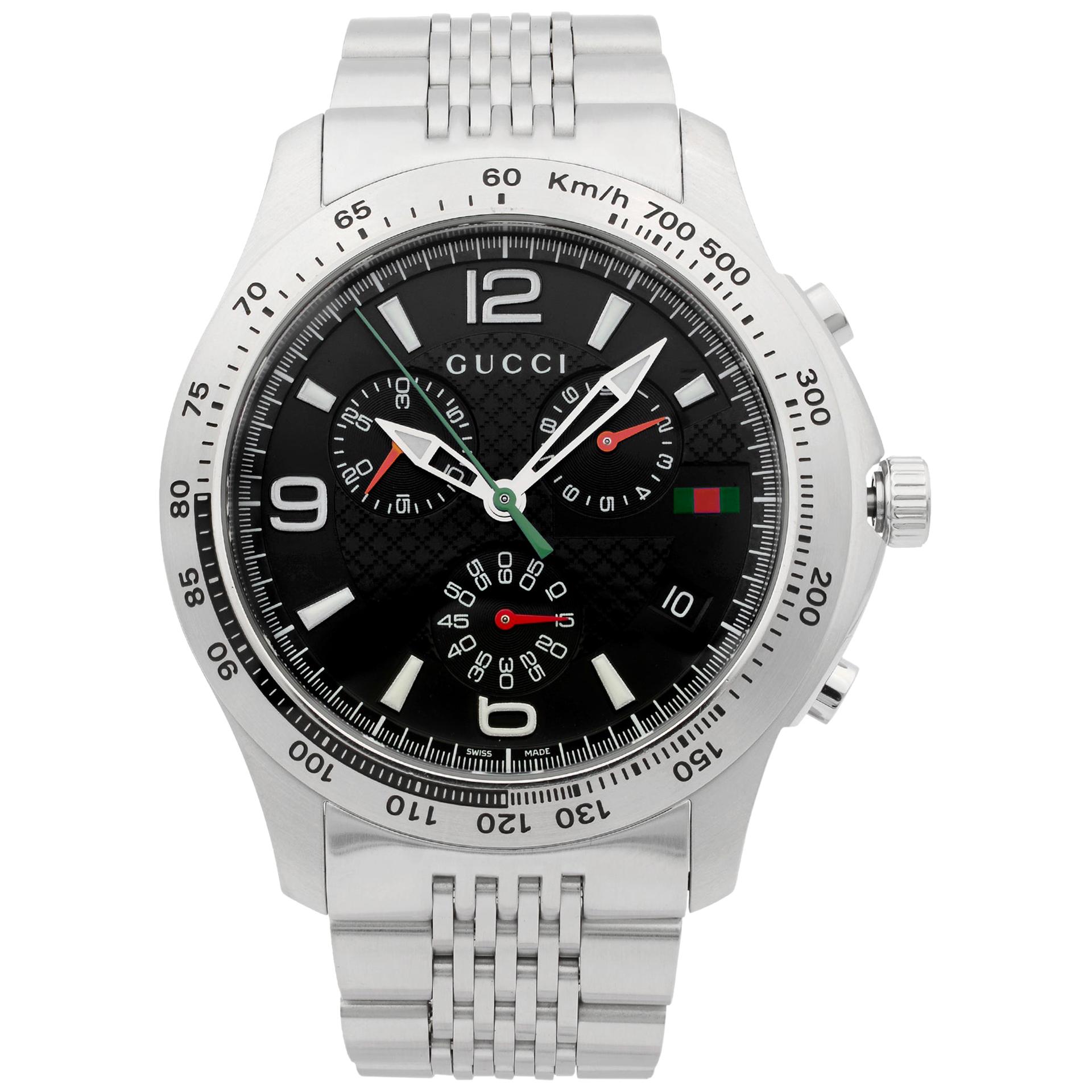 Gucci 126 Chronograph Stainless Steel Black Dial Quartz Men's Watch YA126221