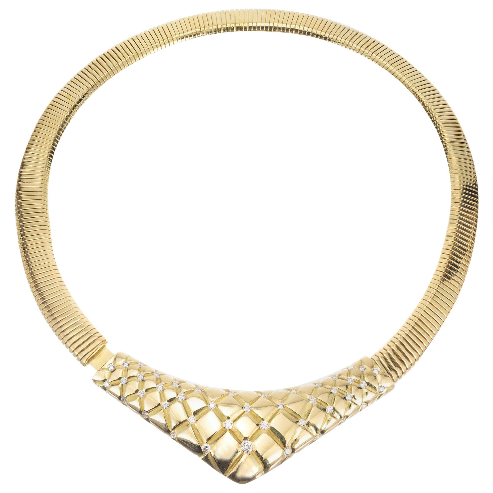 Akkordeon-Halskette von Gucci mit 1,45 Karat Diamant in Gelbgold