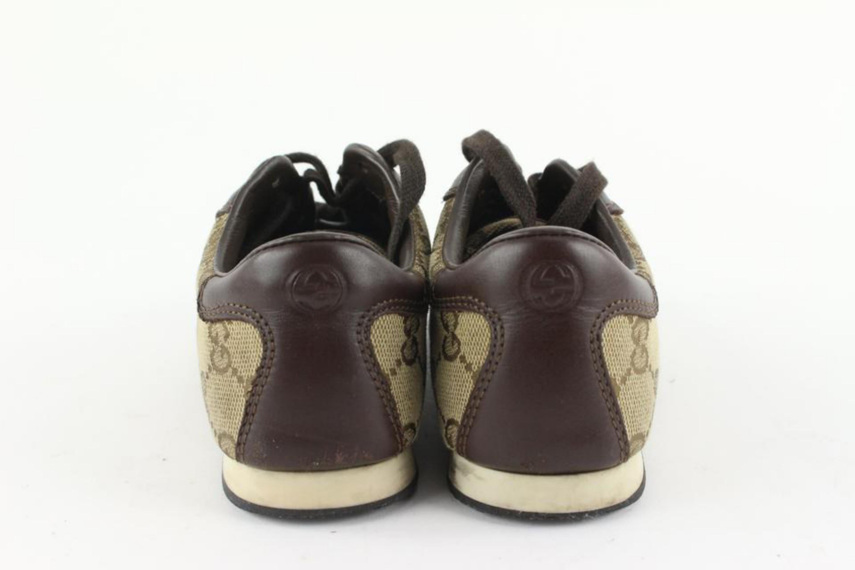 Gucci 1.5 US Kids Size Monogram GG Web Sneaker 1223g12 In Good Condition For Sale In Dix hills, NY