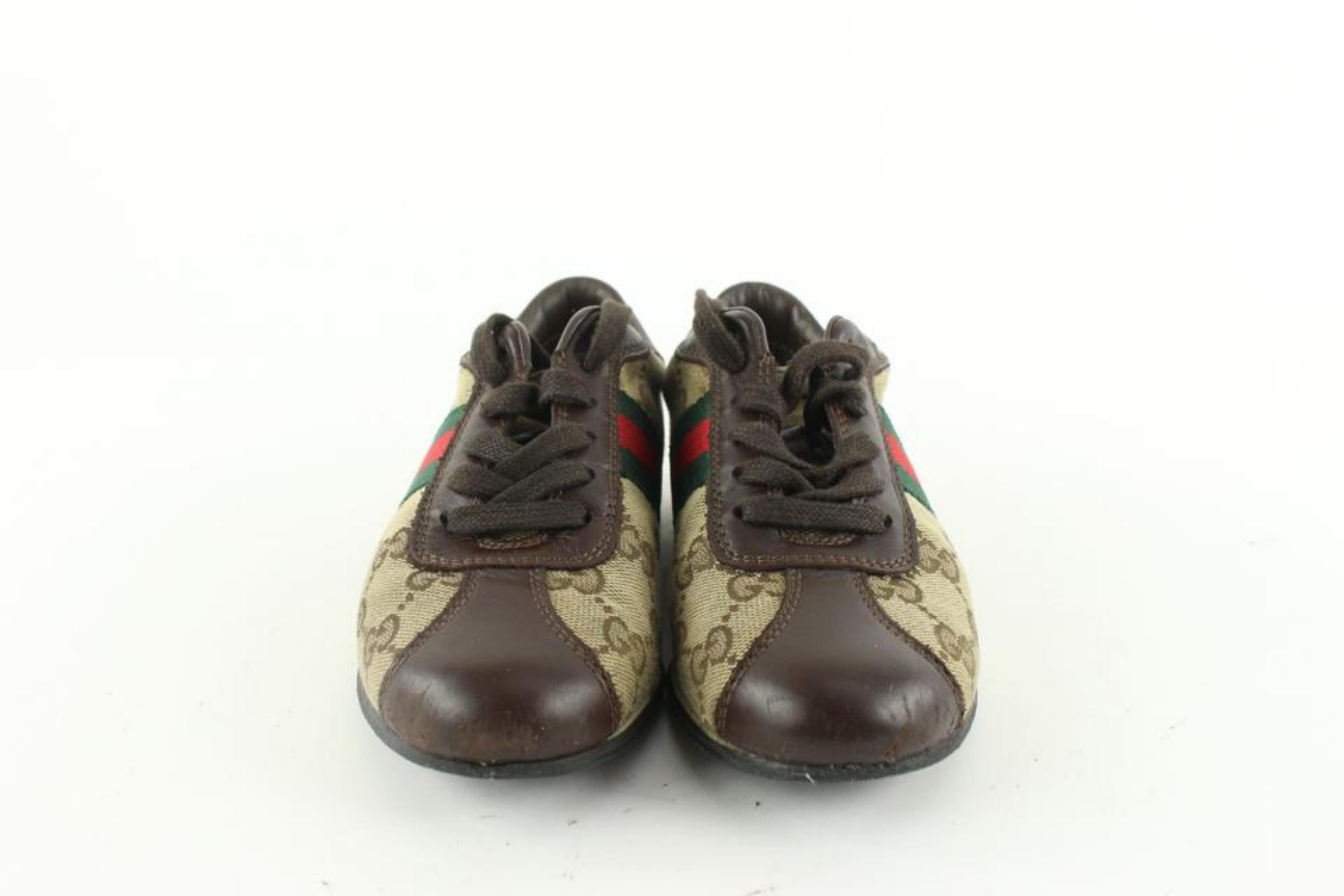 Brown Gucci 1.5 US Kids Size Monogram GG Web Sneaker 322G1G For Sale