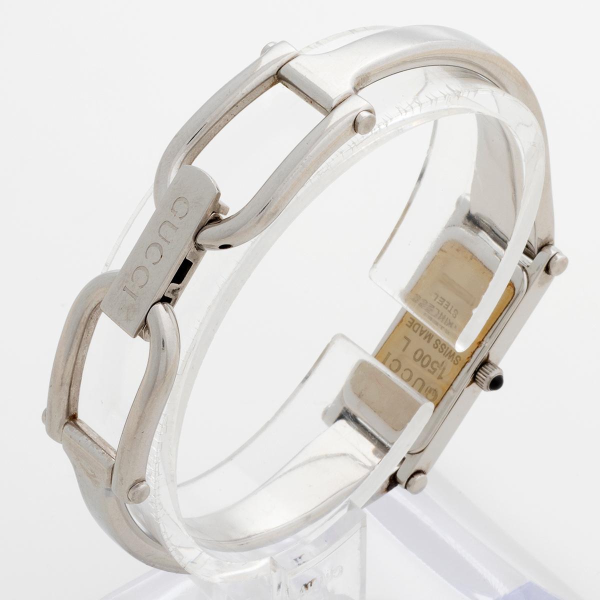 Gucci 1500 L, Acciaio inossidabile, polso da 155 mm, Scatola e documenti, Anno 2004 in vendita 1
