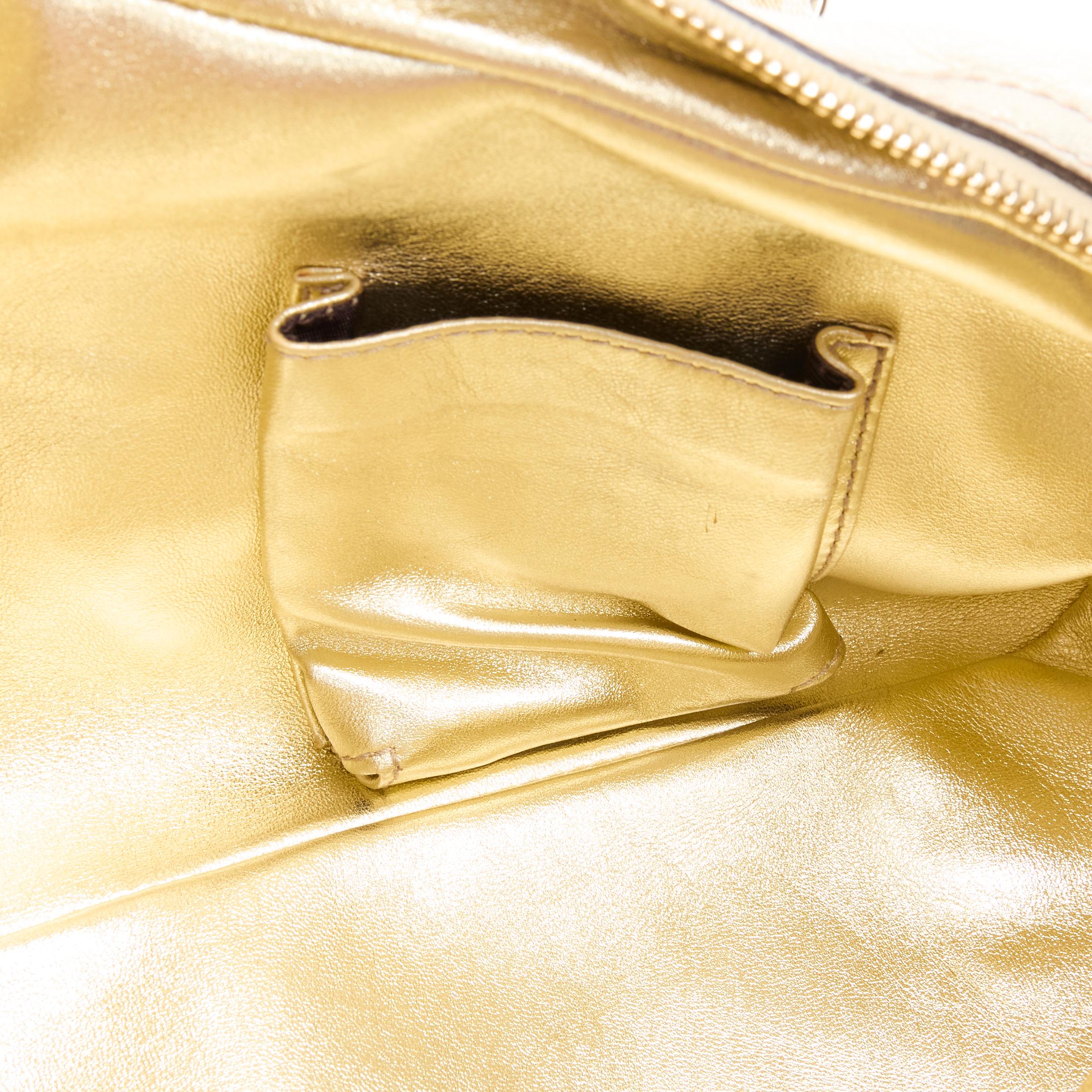 GUCCI 152462 Capri cream gold leather web zip chain handle shoulder bag 4