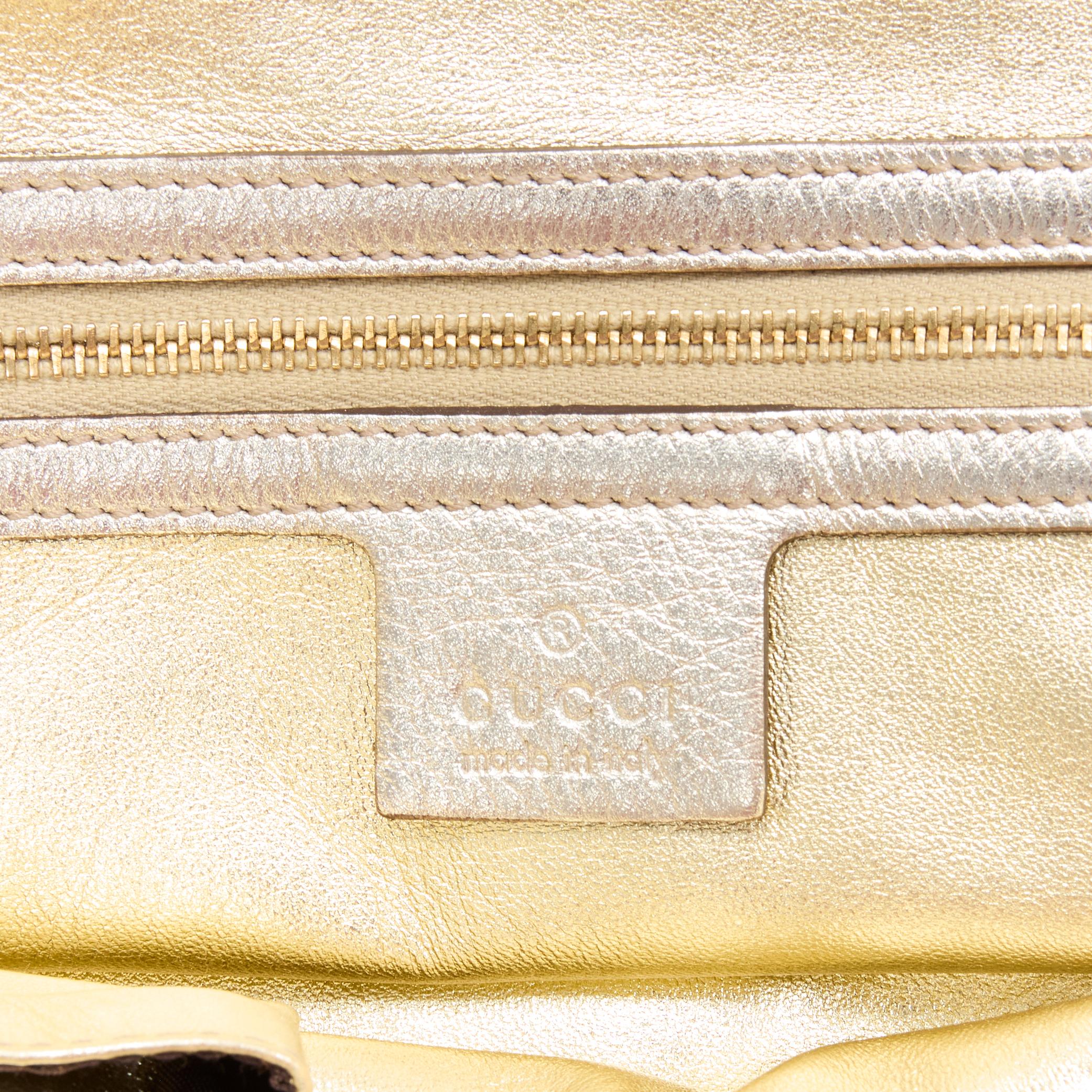 GUCCI 152462 Capri cream gold leather web zip chain handle shoulder bag 3
