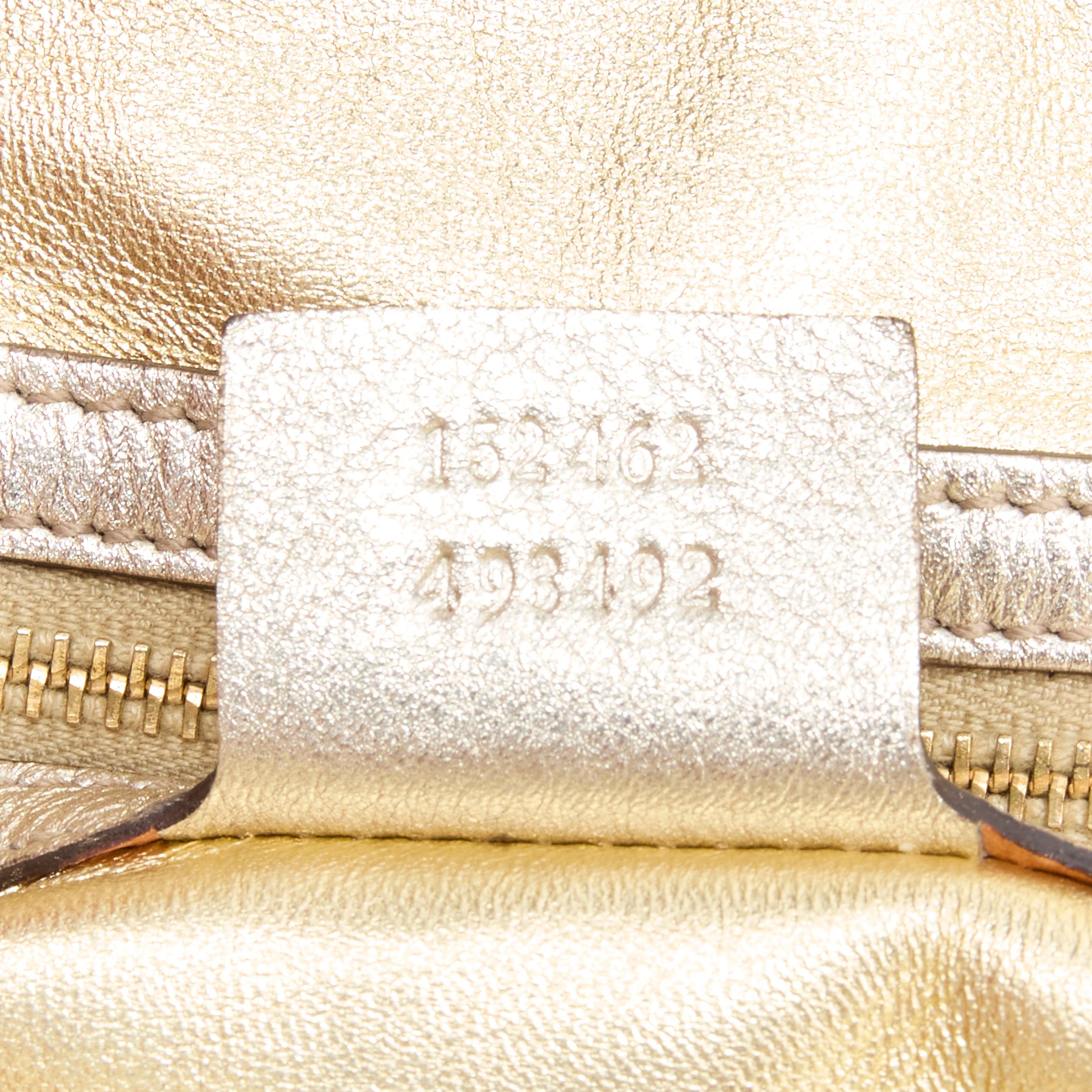 GUCCI 152462 Capri cream gold leather web zip chain handle shoulder bag 4
