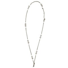 Gucci 17" Silver Interlocking Horse Bit Chain Necklace w/ Figa Fist Charm