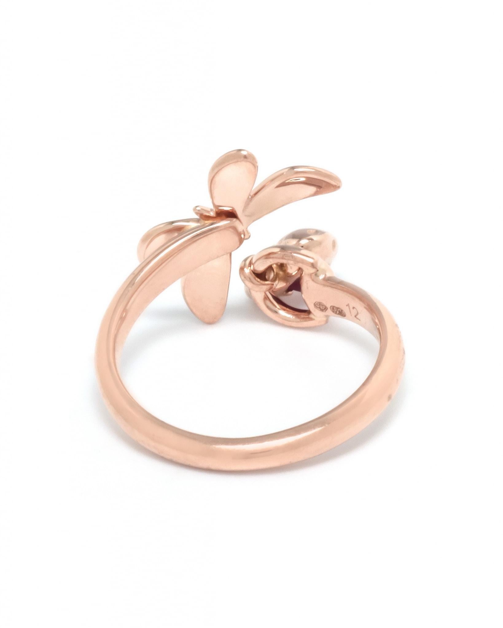 Modern Gucci 18 Karat Rose Gold Butterfly Horsebit Ring YBC3910110020