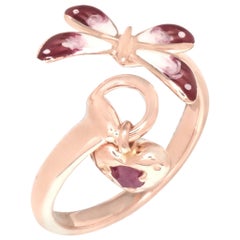 Gucci 18 Karat Rose Gold Butterfly Horsebit Ring YBC3910110020