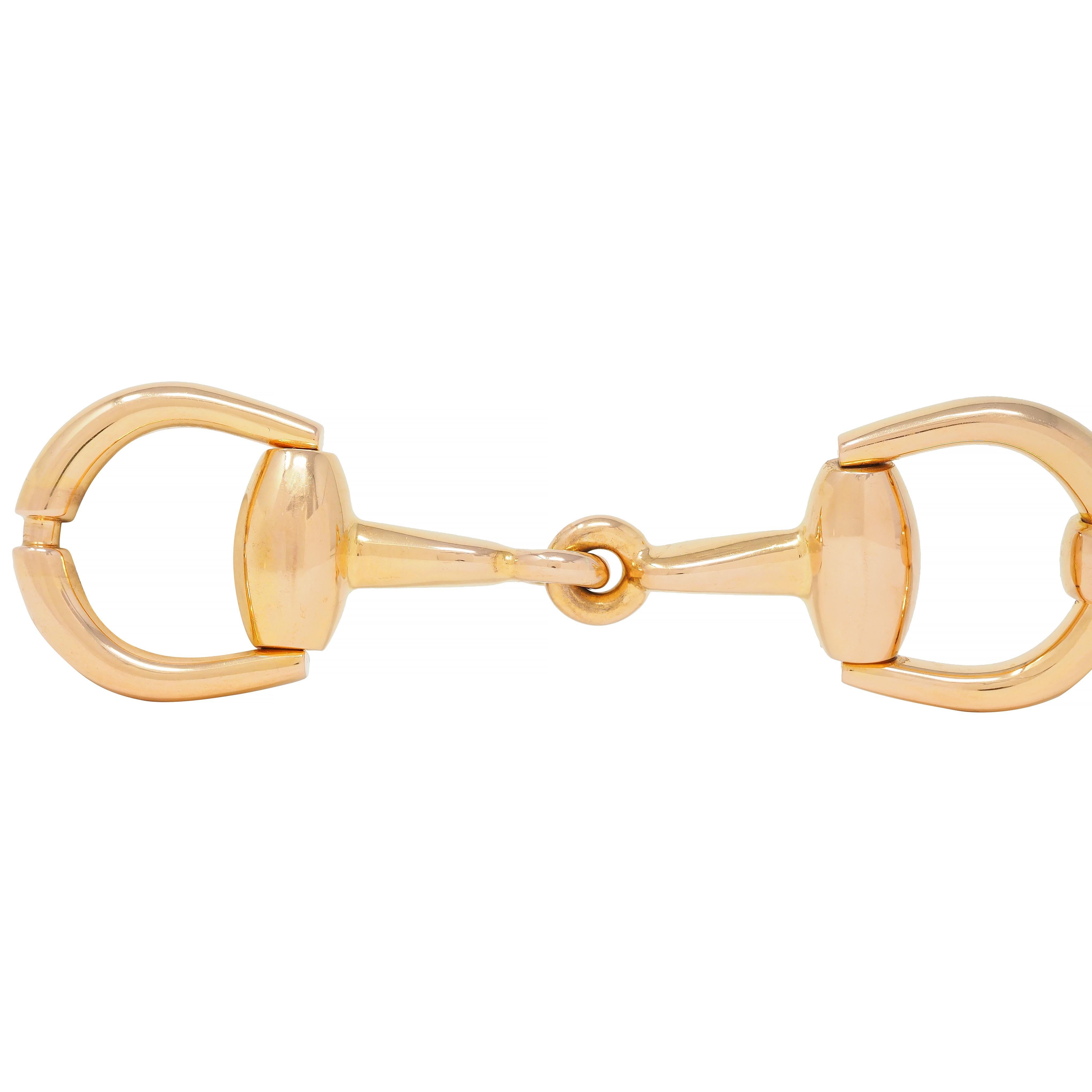 Gucci 18 Karat Rose Gold Vintage Horsebit Link Bracelet In Excellent Condition For Sale In Philadelphia, PA