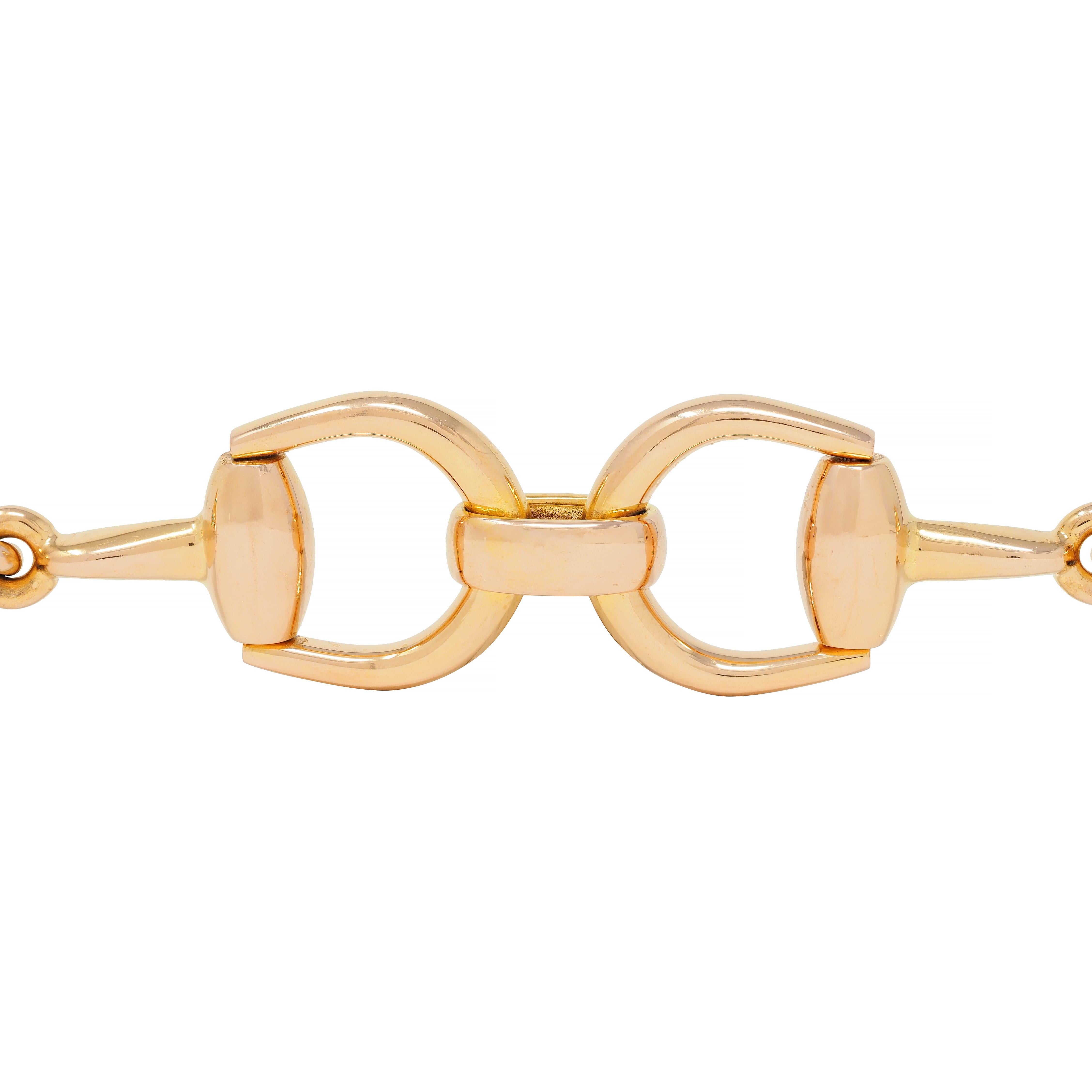 Women's or Men's Gucci 18 Karat Rose Gold Vintage Horsebit Link Bracelet For Sale