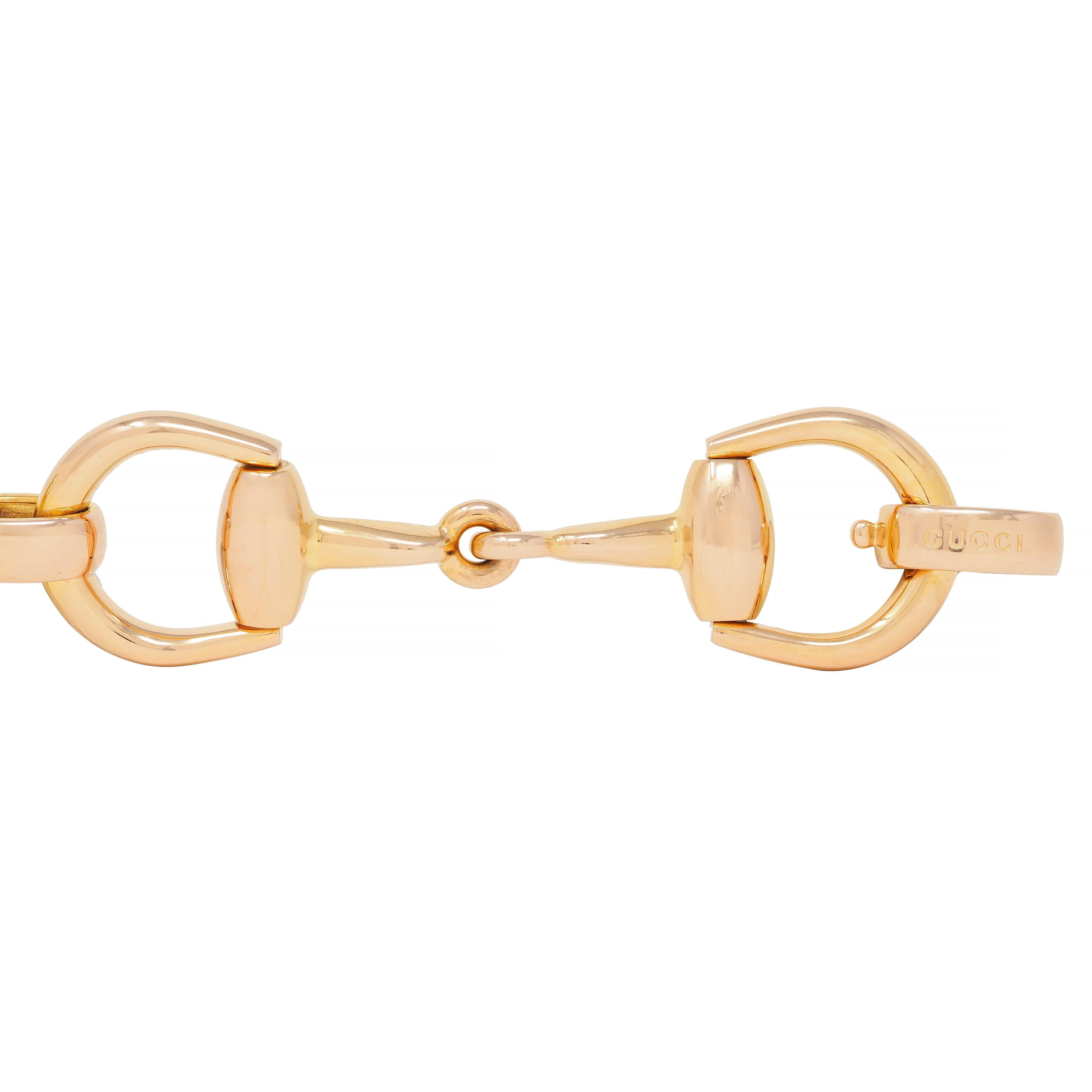 Gucci 18 Karat Rose Gold Vintage Horsebit Link Bracelet For Sale 1