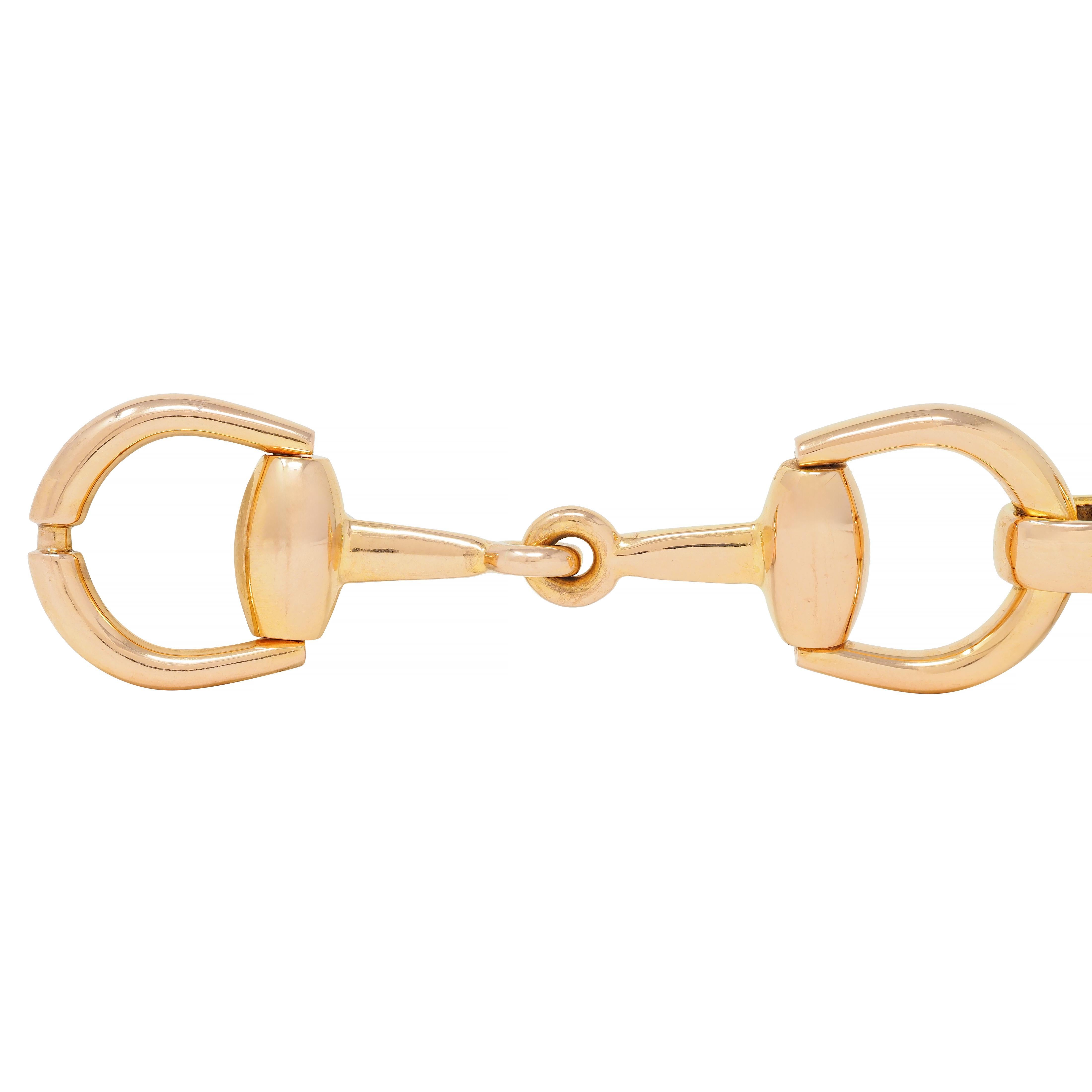 Gucci 18 Karat Rose Gold Vintage Horsebit Link Bracelet For Sale 2