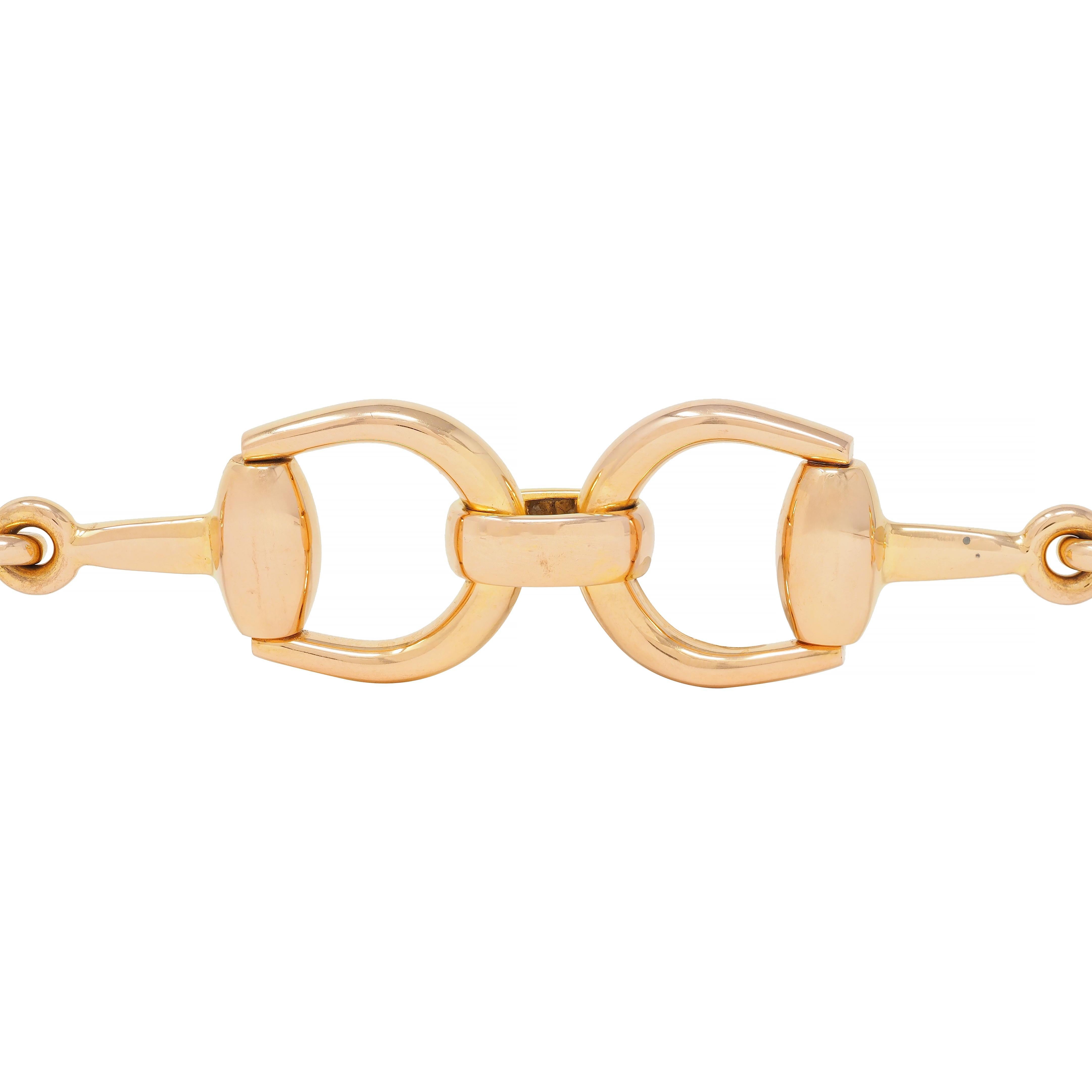 Gucci 18 Karat Rose Gold Vintage Horsebit Link Bracelet For Sale 3