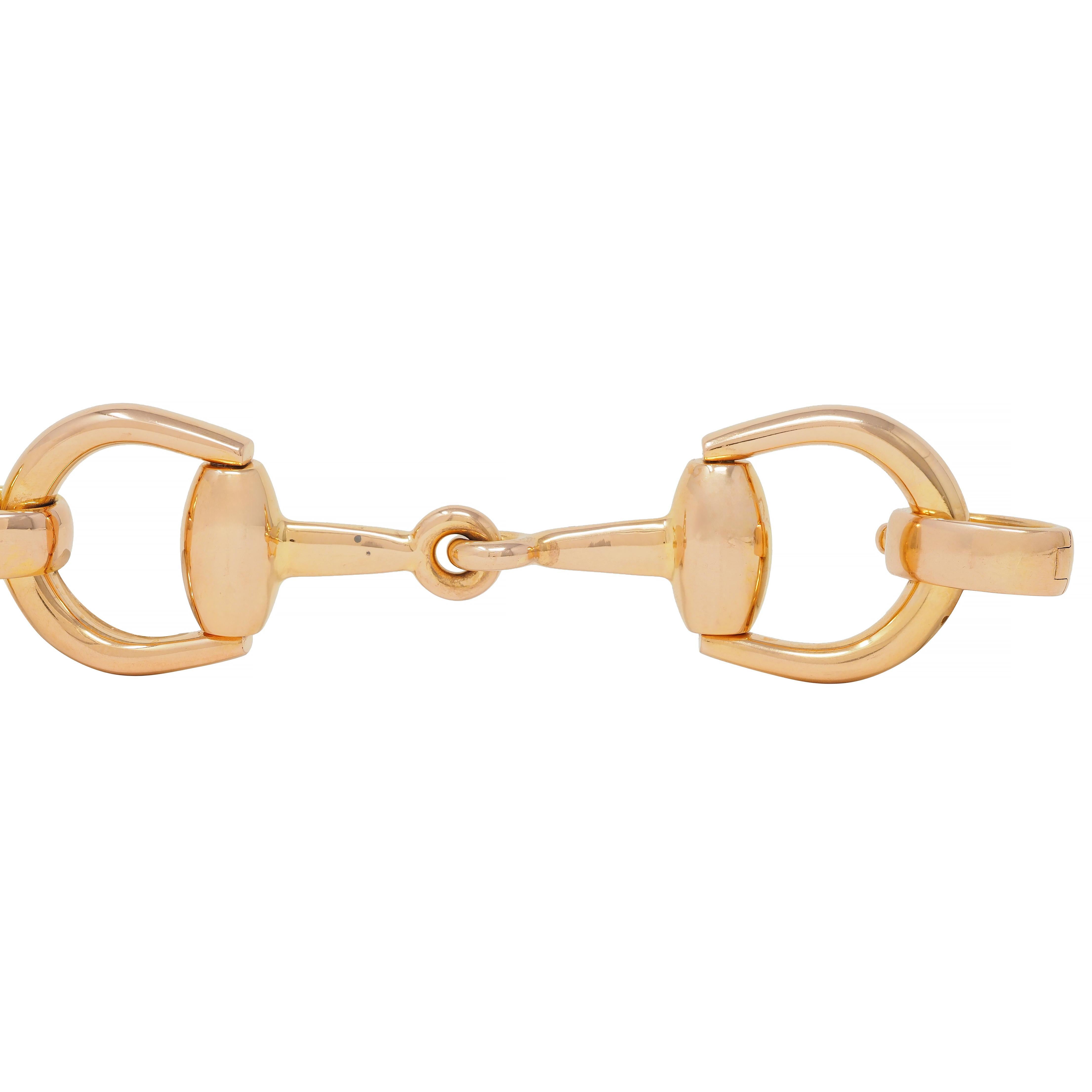 Gucci 18 Karat Rose Gold Vintage Horsebit Link Bracelet For Sale 4