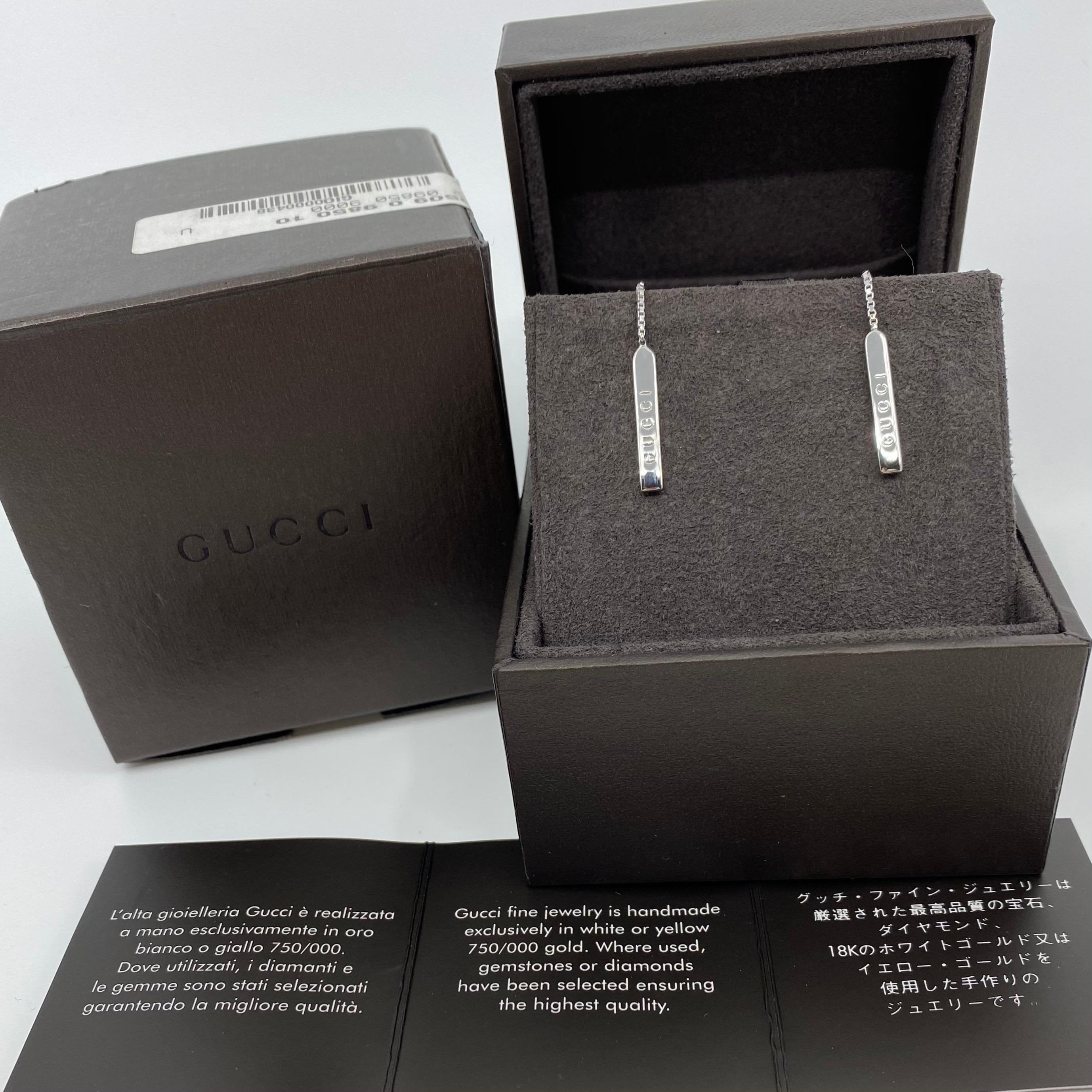 Gucci 18 Karat Weißgold Bar-Lariat-Ohrringe mit Original Gucci-Kasten 1
