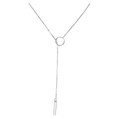 Gucci 18 Karat White Gold Bar Lariat Pendant Necklace with Original Gucci Box