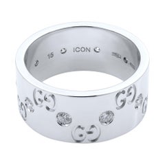 Gucci - Bracelet large en or blanc 18 carats:: avec diamant et icône