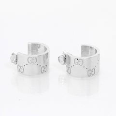 Gucci 18 Karat White Gold Small Hoop Earrings