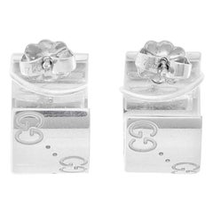 Gucci 18 Karat White Gold Small Hoop Earrings