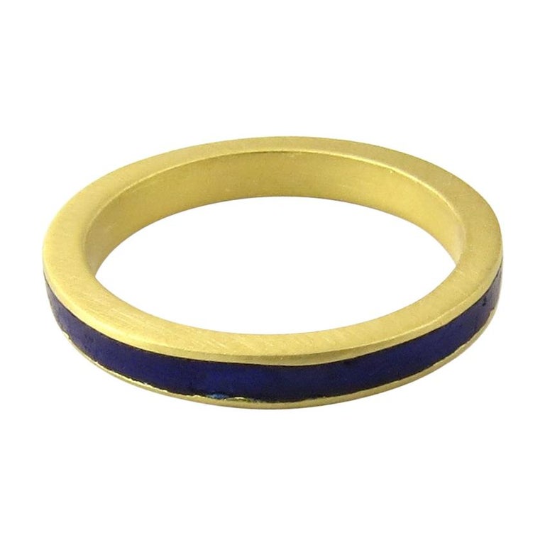 Gucci 18 Karat Yellow Gold and Enamel Ring For Sale