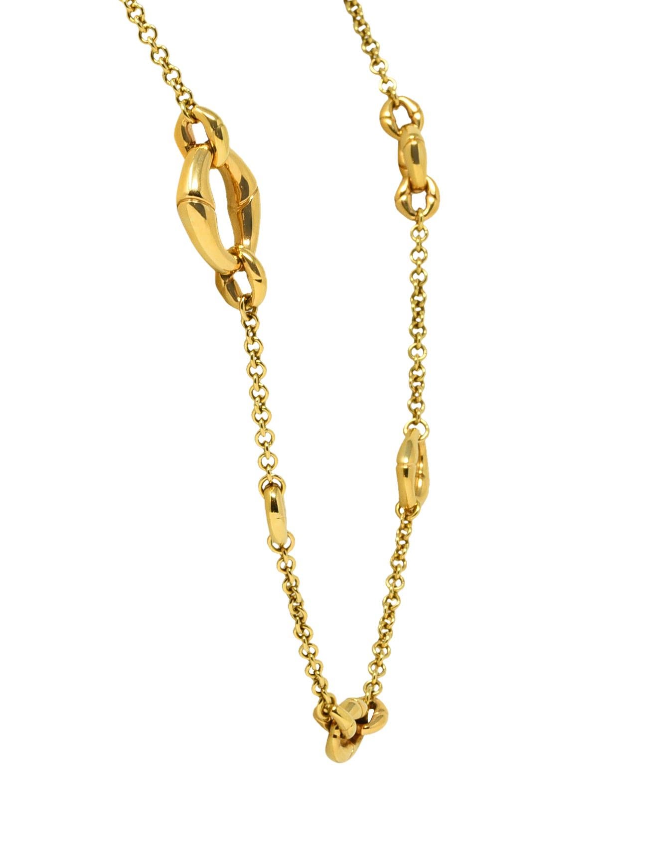 Contemporary Gucci 18 Karat Yellow Gold Bamboo Link Station Necklace