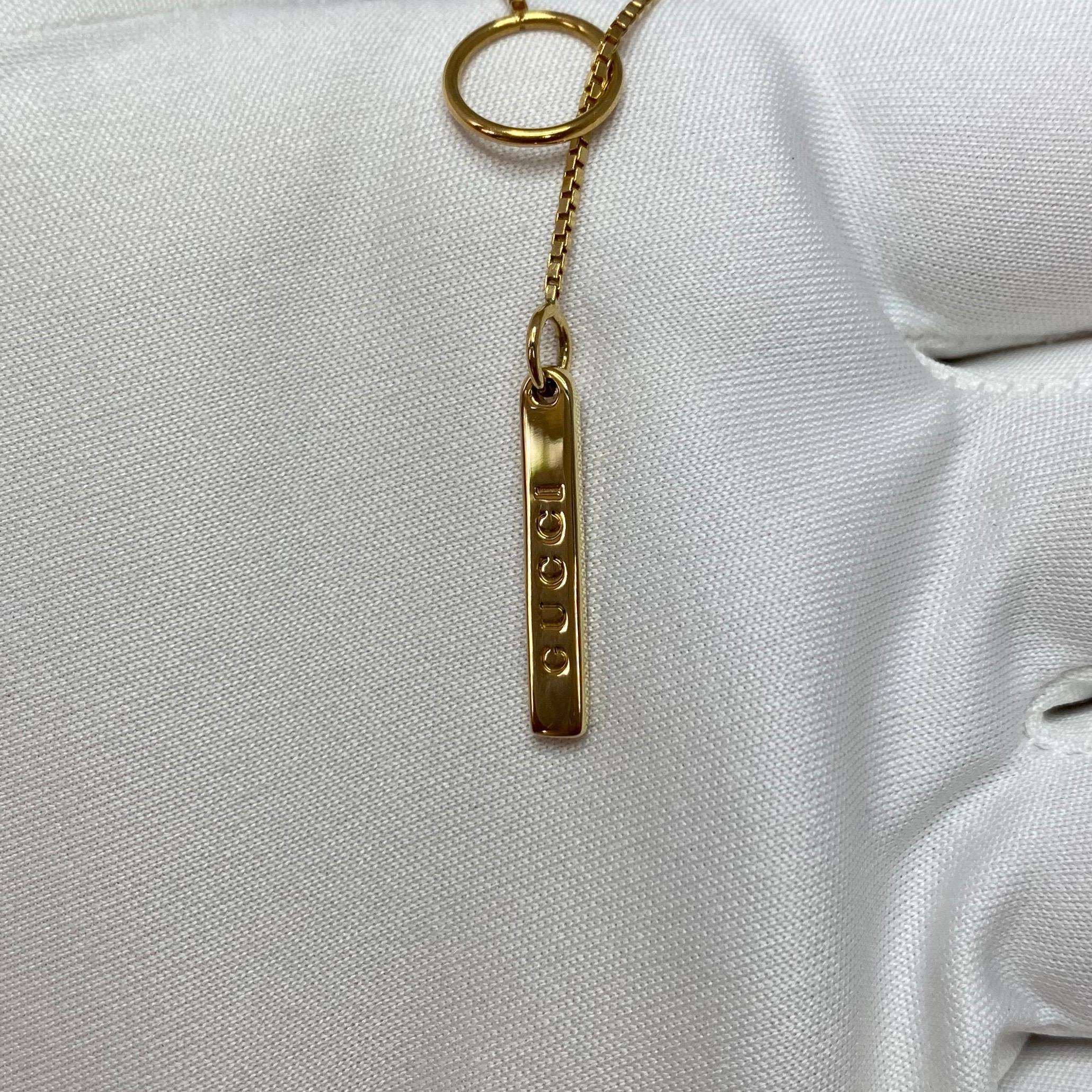 Gucci 18 Karat Yellow Gold Bar Lariat Pendant Necklace with Original Gucci Box 4