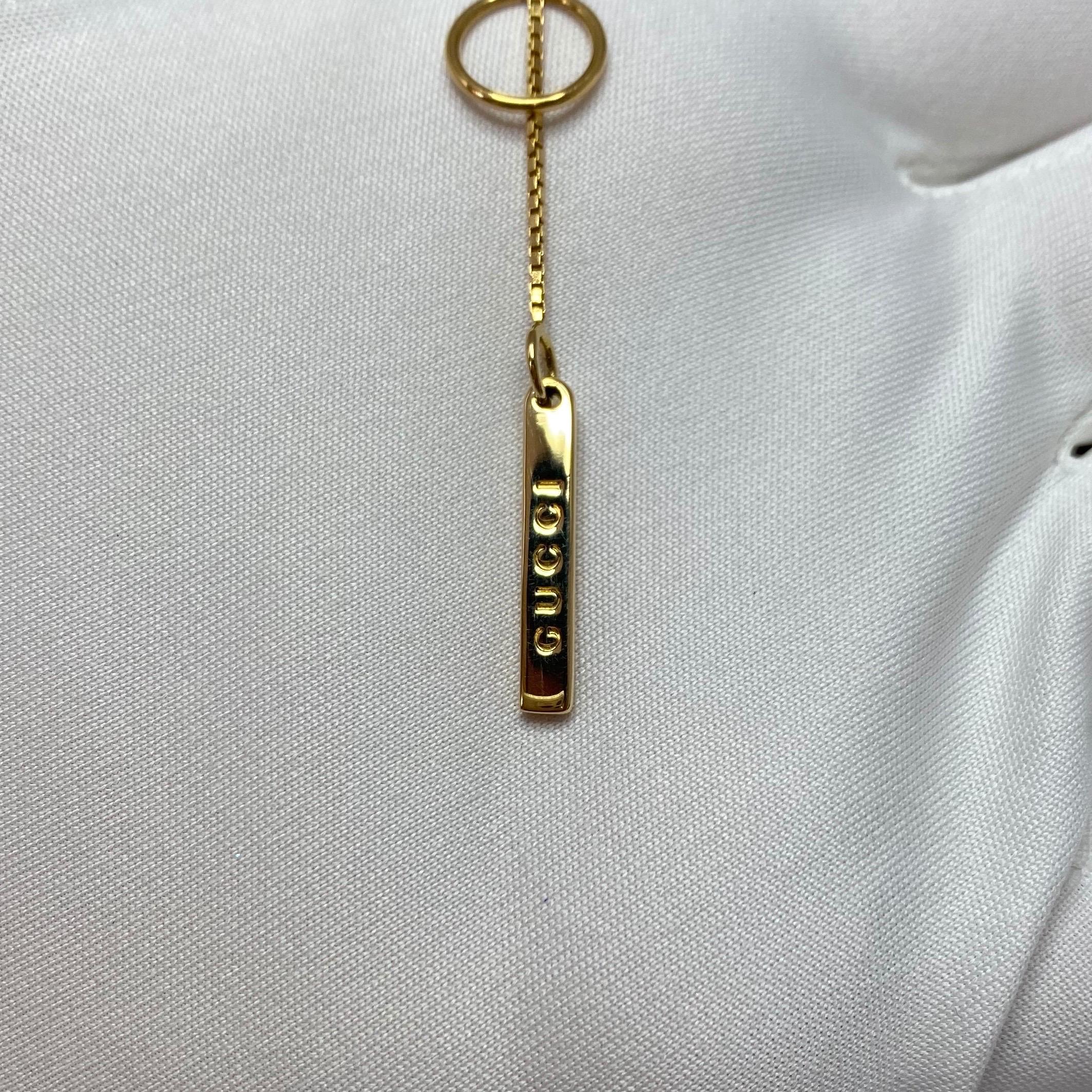 Gucci 18 Karat Yellow Gold Bar Lariat Pendant Necklace with Original Gucci Box 6