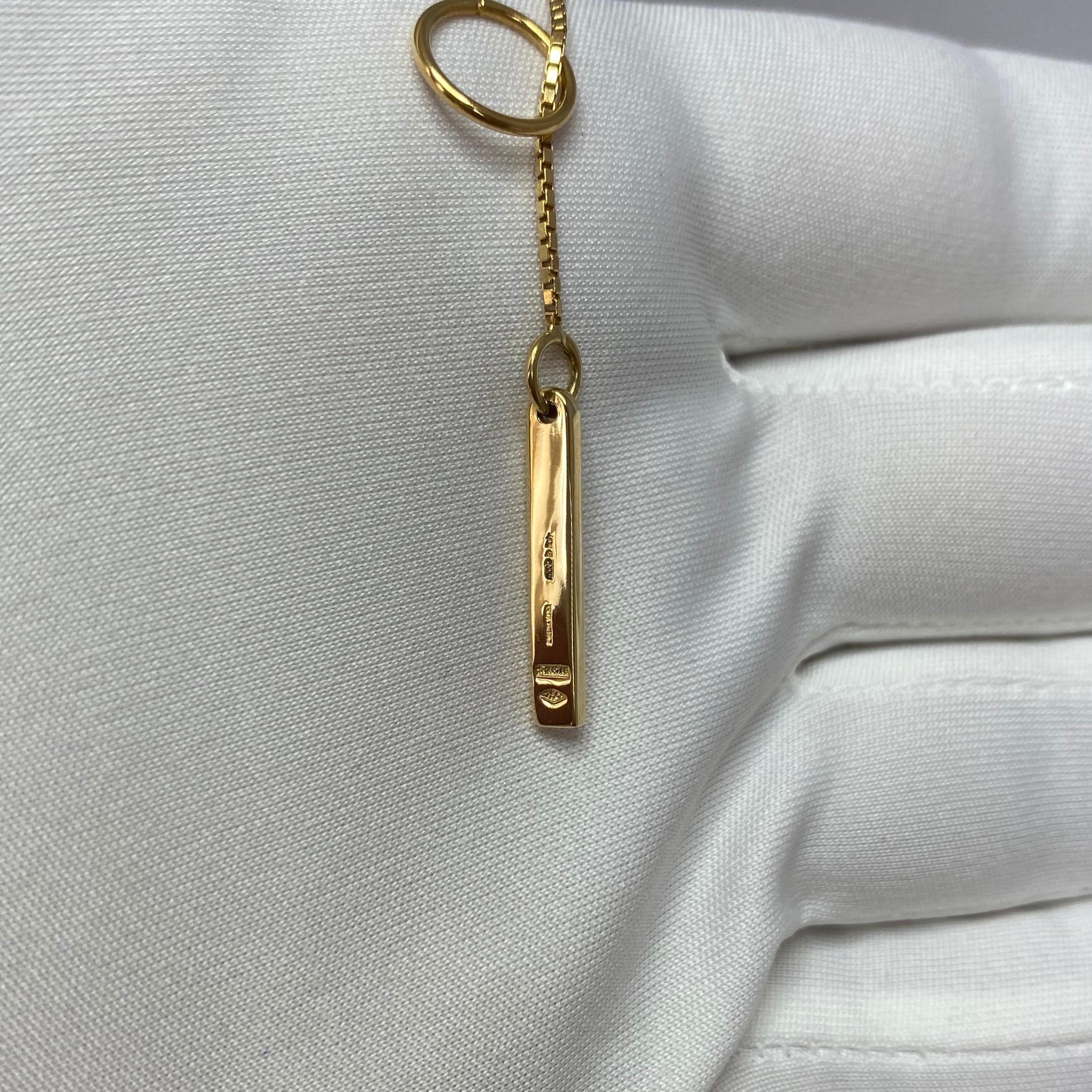 Women's or Men's Gucci 18 Karat Yellow Gold Bar Lariat Pendant Necklace with Original Gucci Box