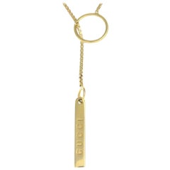 Gucci 18 Karat Yellow Gold Bar Lariat Pendant Necklace with Original Gucci Box
