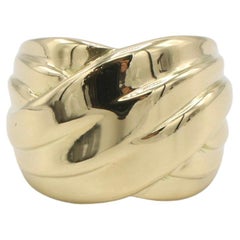 GUCCI 18 Karat Yellow Gold Crossover Wide Band Ring