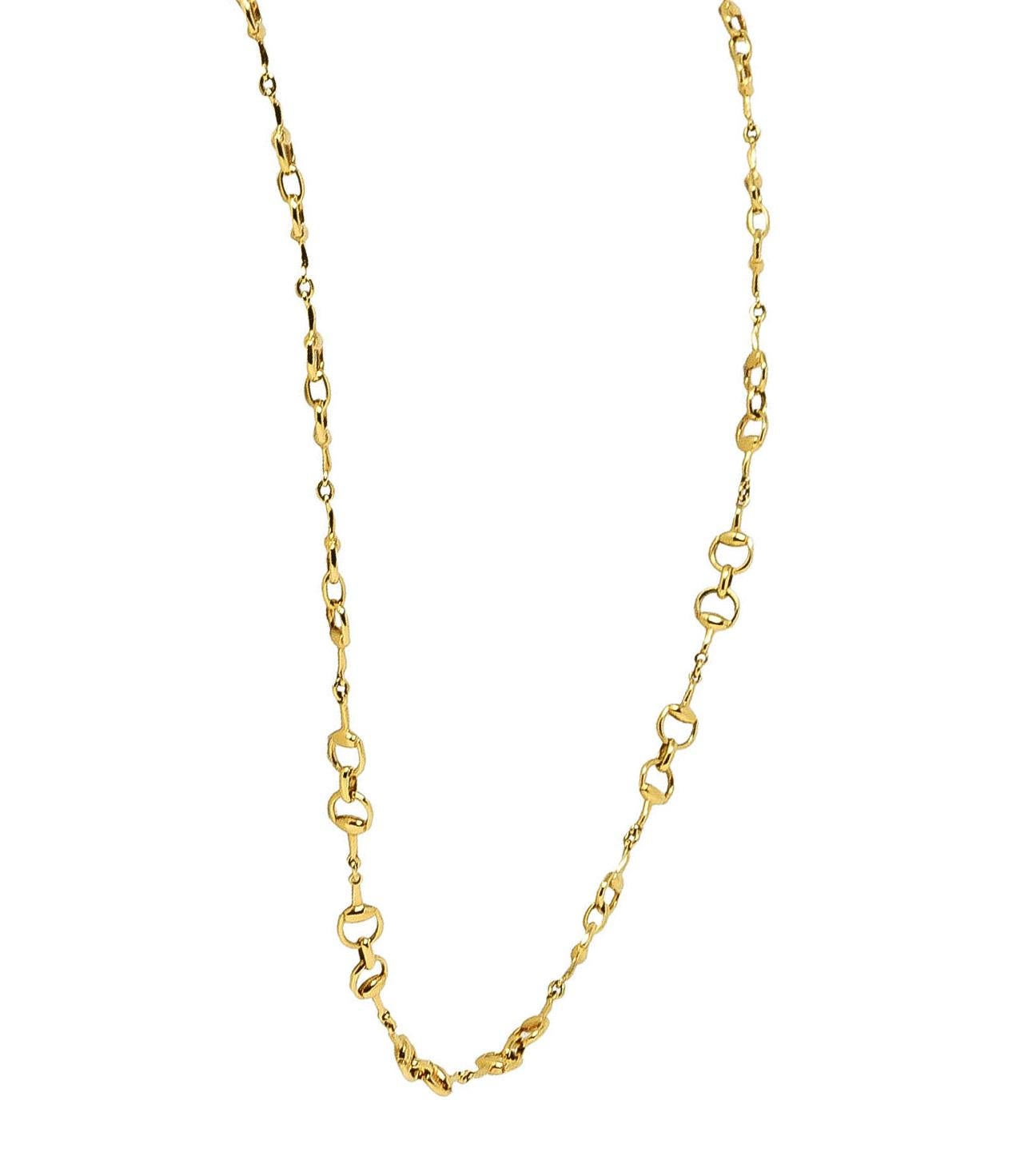 Contemporary Gucci 18 Karat Yellow Gold Horsebit Horse Chain Link Necklace