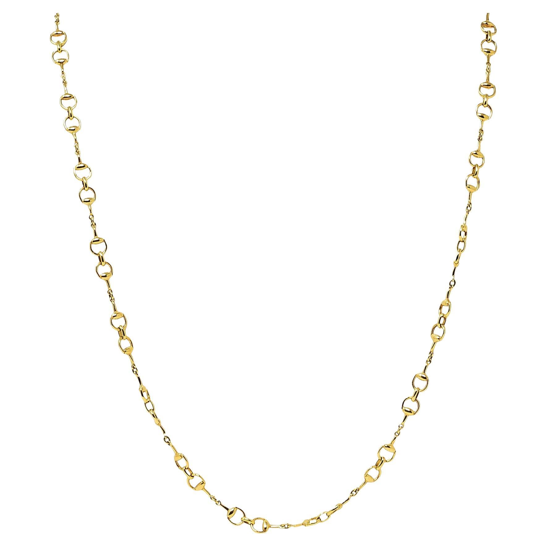 Gucci 18 Karat Yellow Gold Horsebit Horse Chain Link Necklace