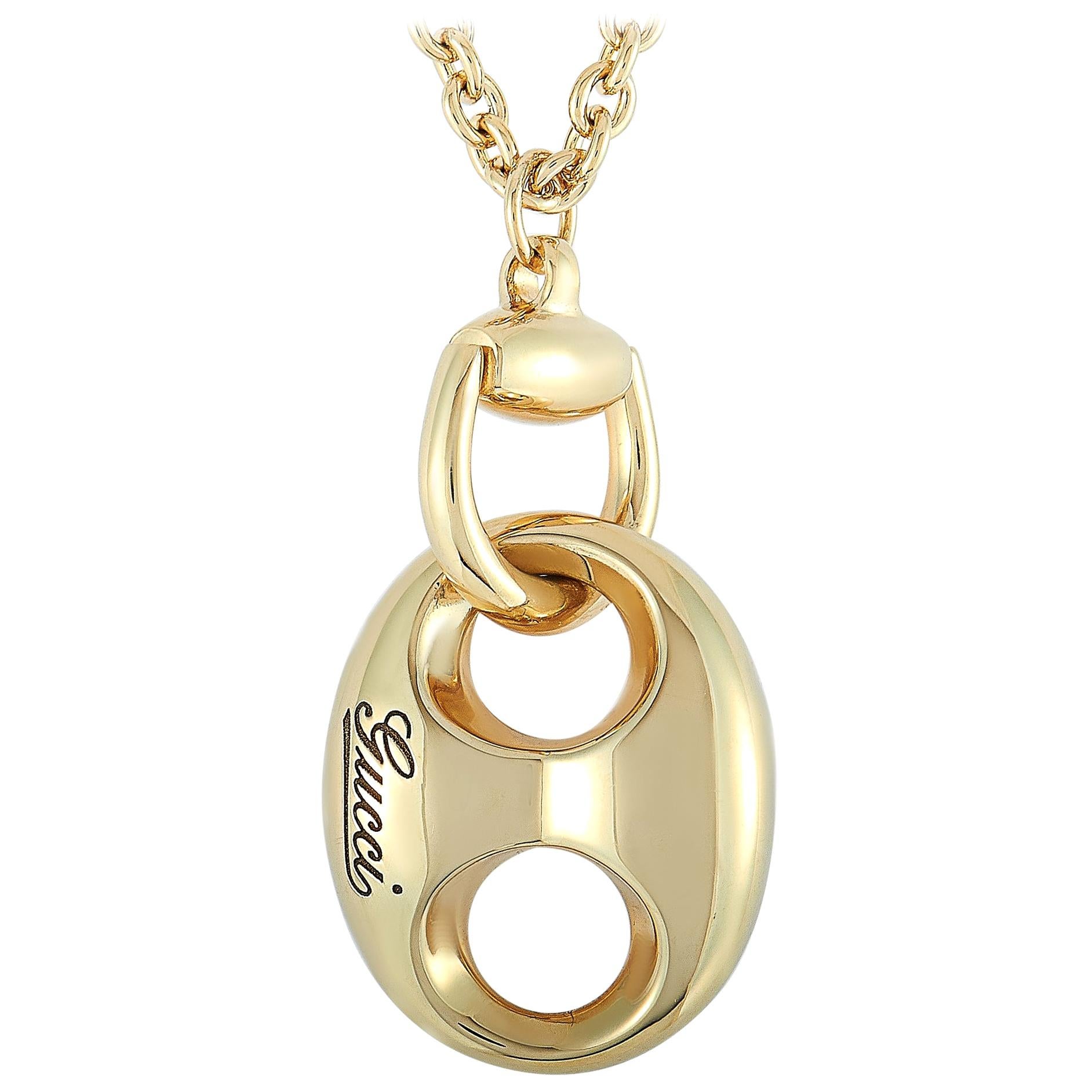 Gucci 18 Karat Yellow Gold Horsebit Marina Chain Necklace