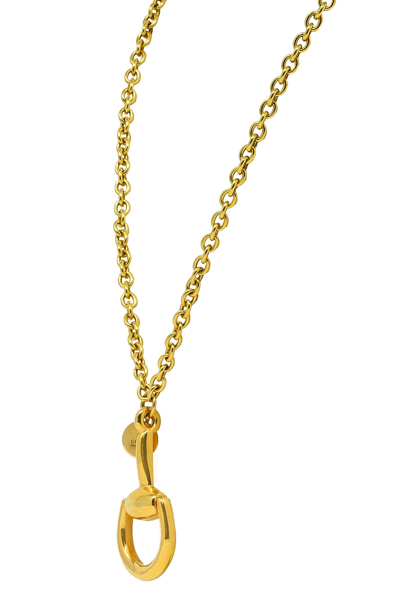 Gucci 18 Karat Yellow Gold Horsebit Pendant Vintage Necklace In Excellent Condition In Philadelphia, PA