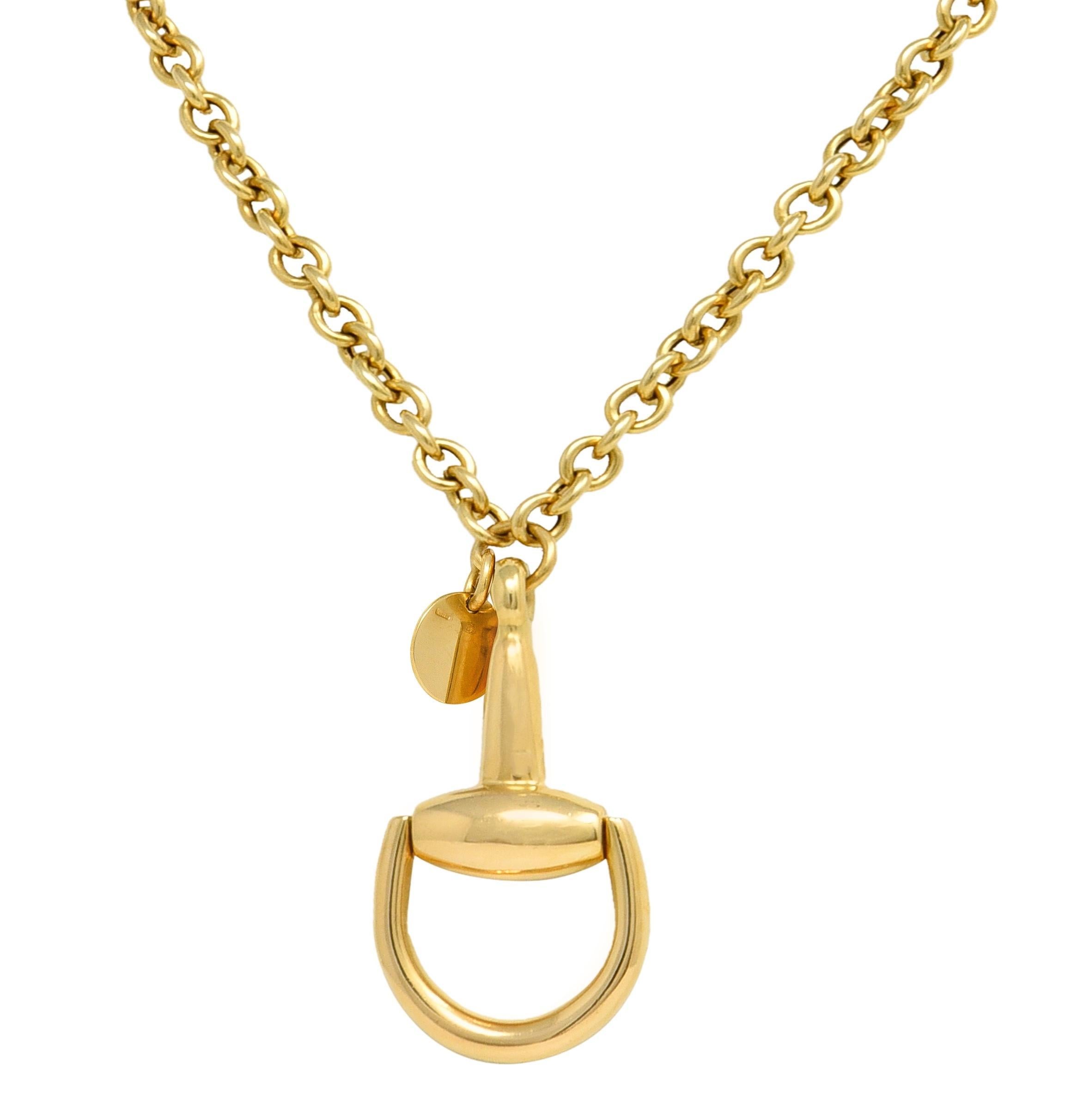 Gucci 18 Karat Yellow Gold Horsebit Pendant Vintage Necklace In Excellent Condition In Philadelphia, PA