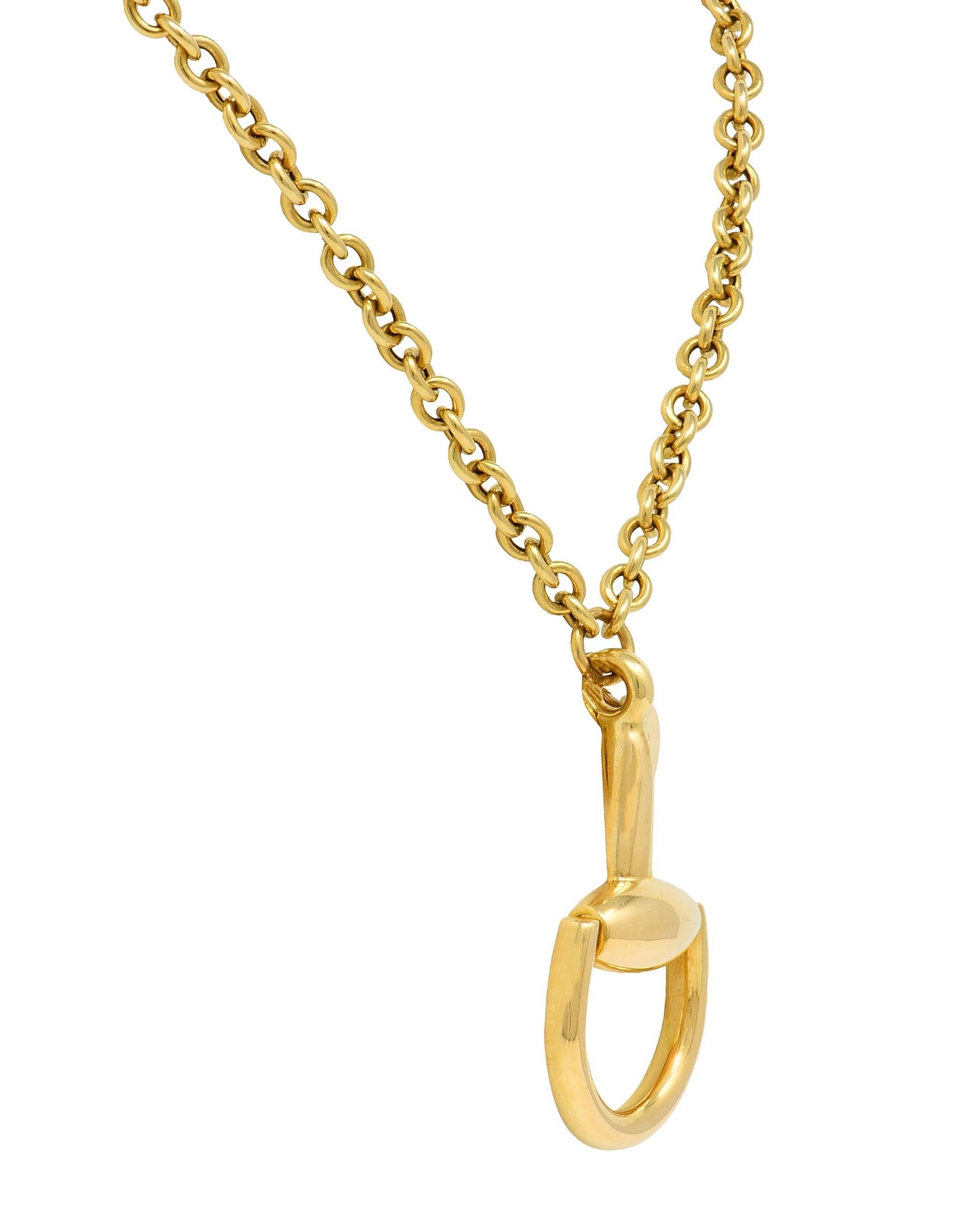 Women's or Men's Gucci 18 Karat Yellow Gold Horsebit Pendant Vintage Necklace