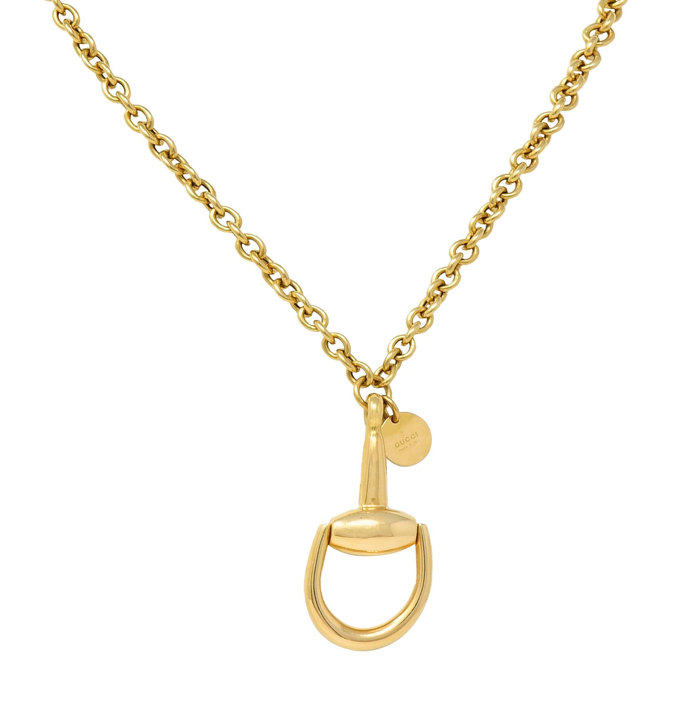 Gucci 18 Karat Yellow Gold Horsebit Pendant Vintage Necklace 2