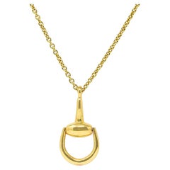 Gucci 18 Karat Yellow Gold Horsebit Pendant Vintage Necklace